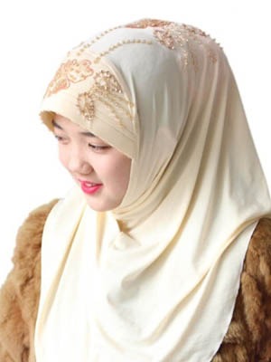 이슬람 무슬림 여자 머리 아이스실크 아랍 이란 중동 두건 여행 스팽글 수제 플라워 히잡